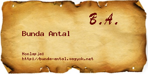 Bunda Antal névjegykártya